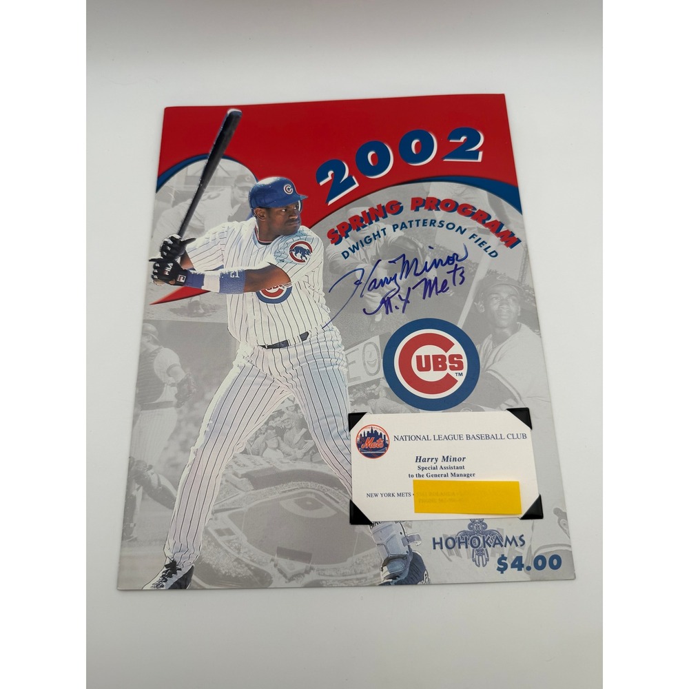 2002 Chicago Cubs Spring Training Program Signed Harry Minor NY Mets Scout OL001